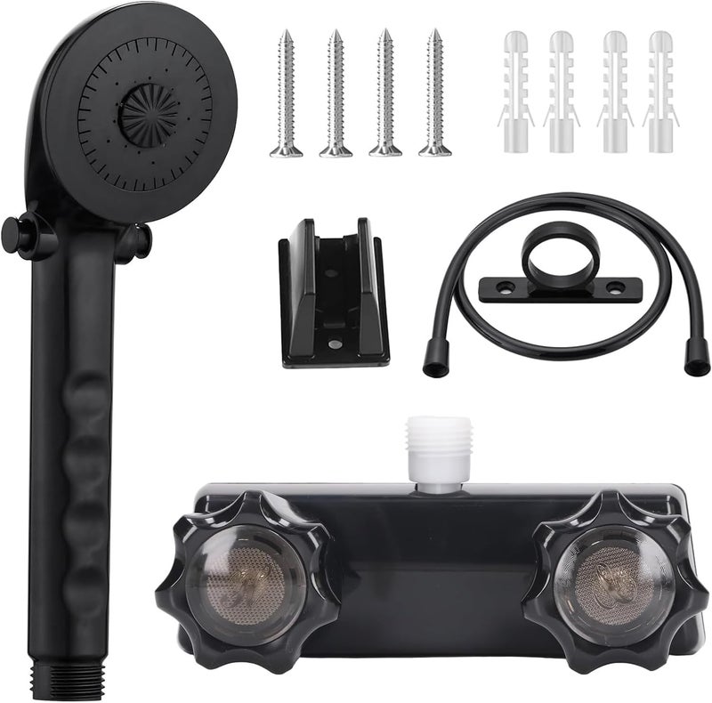 MarisFlow RV Shower Faucet with Shower head and Hose - Non-Metallic RV Shower Kit, On/Off Valve & Diverter, Handheld Shower Replacement for RV,5thWheels,Motorhomes,Travel Trailers,Campers（Black） - Image 1